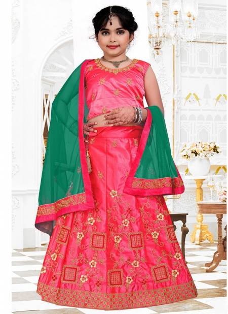 Pink Colour Stylish Designer Silk Wedding Wear Kids Lehenga Collection 179